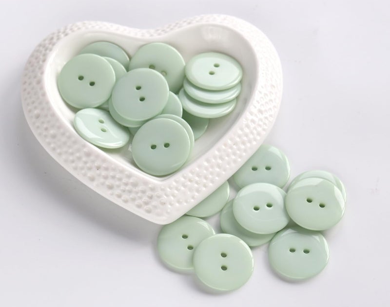 GANSSIA 100pcs 1 Inch (25mm) Sewing Buttons for Garment 2 Holes Light Green Buttons Crafts DIY Project - Image 2